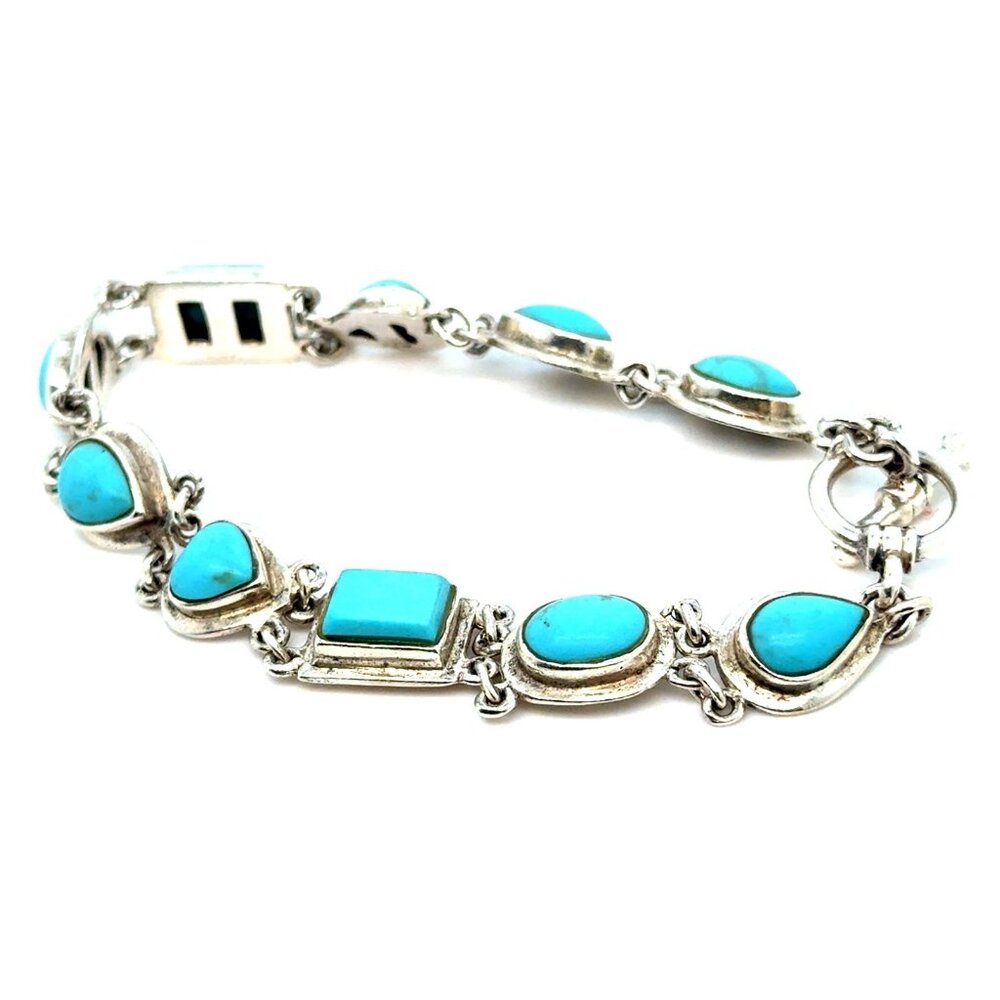Silver 925 Turquoise Toggle Bracelet - image 2
